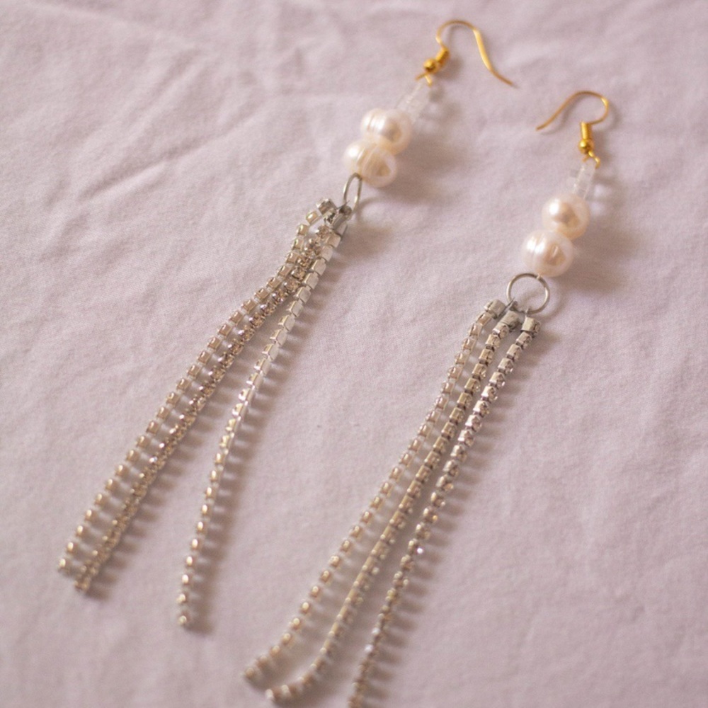 Routine’s Rhinestone Fringe Pearl Earrings